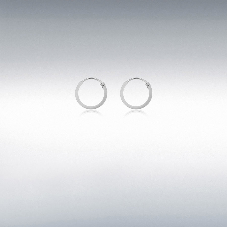 STERLING SILVER 1.3MM PLAIN 12MM HINGED ENDLESS HOOP EARRINGS