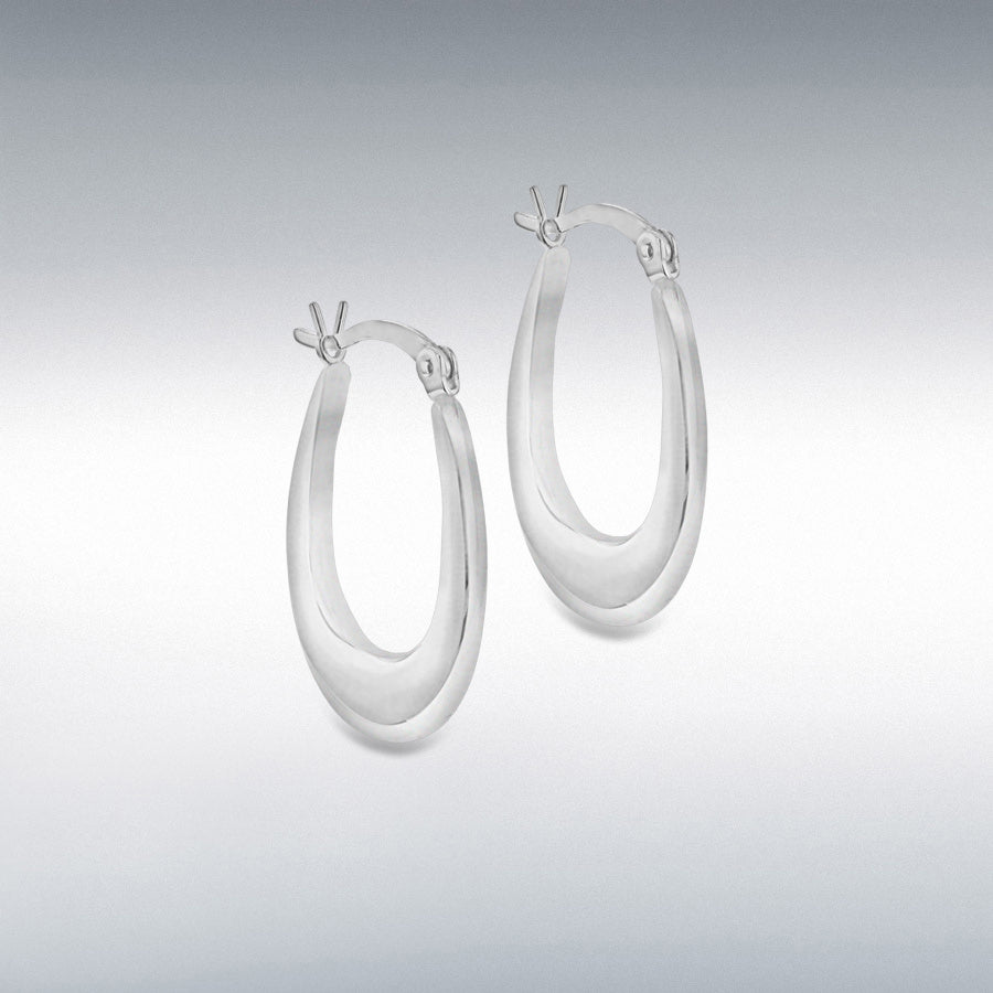 STERLING SILVER LADIES GRADUATED OVAL CREOLE EARRINGS