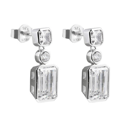 Diamonfire silver Three Stone Multi Shape Drop Earrings