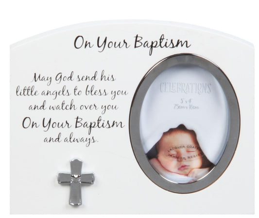 FRAME WHITE/SILVER ICON 3" X 4" - BAPTISM