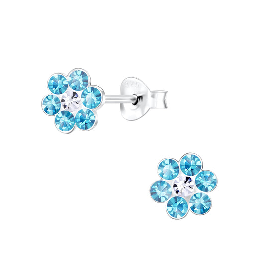 Children’s silver Crystal Flower Stud Earrings