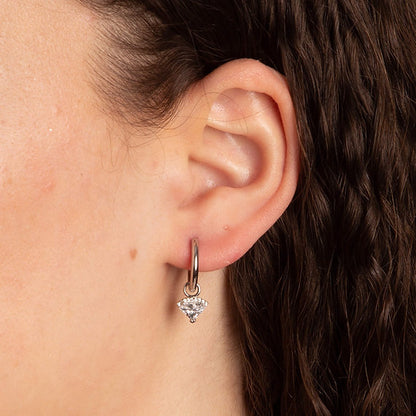 Diamond Shaped Diamonfire Zirconia Assembled Hoop Earrings