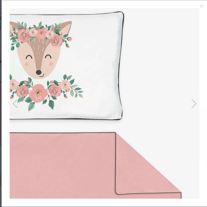 Nature & Love Cot Bedding Set - Baby Deer- Dusty Pink