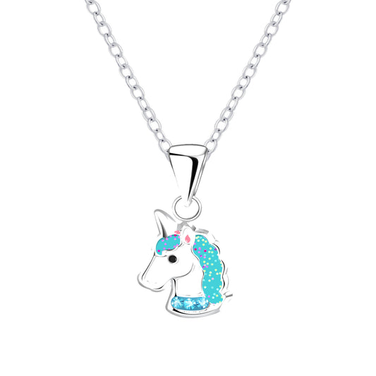 Children’s silver Blue Unicorn Necklace