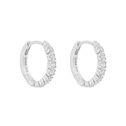 Dainty Pave Set Diamonfire Zirconia Cluster Hoop Earrings