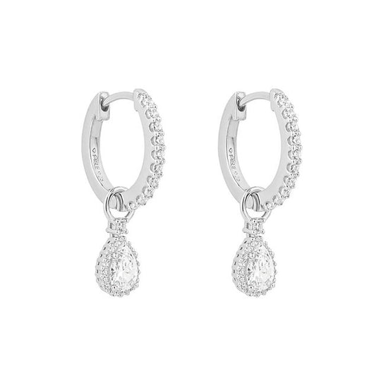 Teardrop Diamonfire Zirconia Assembled Hoop Earrings with Pave Detail