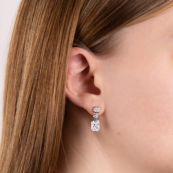Diamonfire silver Three Stone Multi Shape Drop Earrings