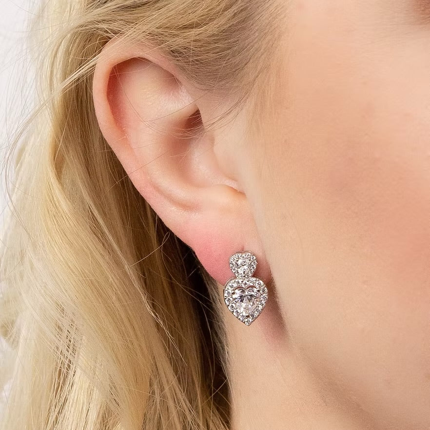 Diamonfire Vintage Style Double Heart Earrings