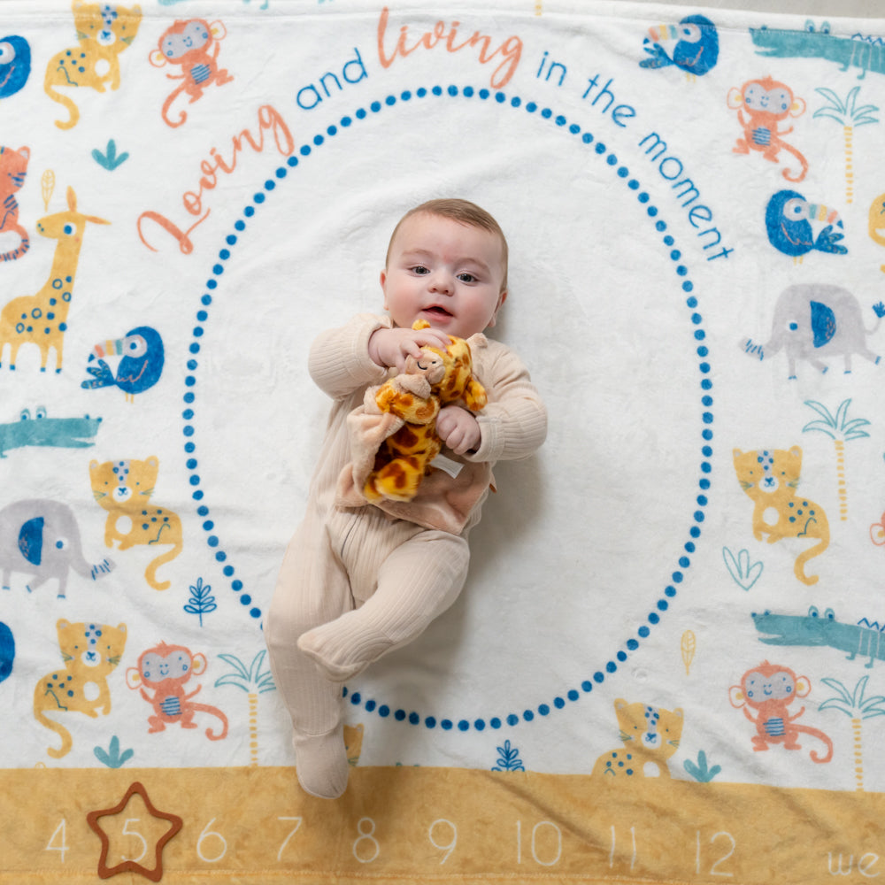 Ziggle Savanna Animals Safari Milestone Blanket