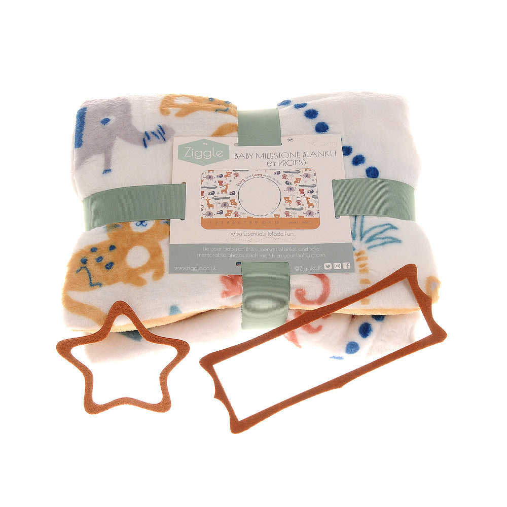 Ziggle Savanna Animals Safari Milestone Blanket