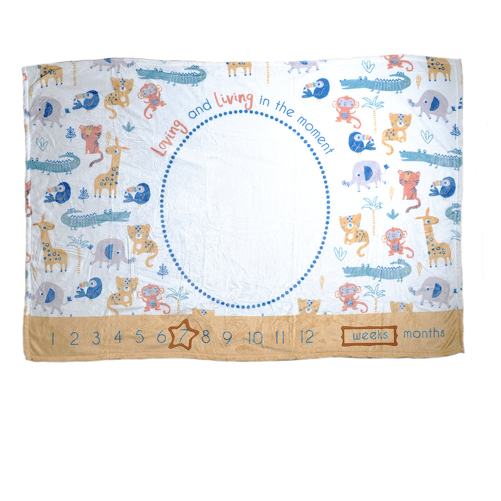 Ziggle Savanna Animals Safari Milestone Blanket