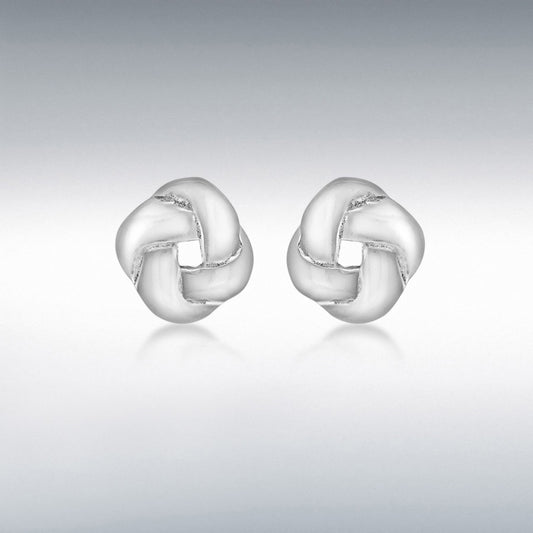 STERLING SILVER RHODIUM PLATED 7MM FLAT KNOT STUD EARRINGS