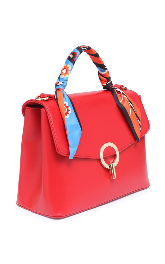 SILK RIBBON FLAP OVER RED BAG