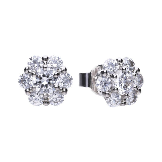 Floral Shape Stud Earrings With Diamonfire Cubic Zircona