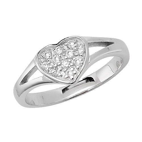 SILVER CHILD’S HEART CZ RING