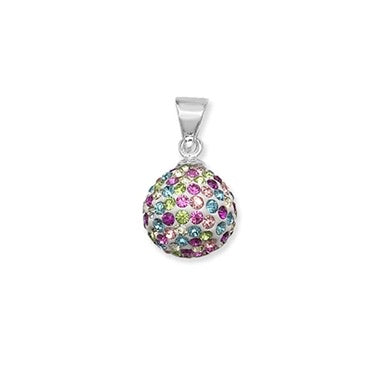 Silver multi colour ball pendant and chain