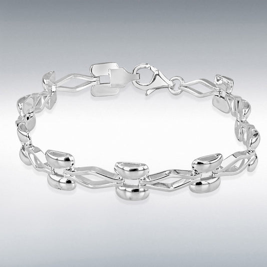 STERLING SILVER 8.5MM ELLIPTICAL LINK STATION BRACELET 19CM/7.5"