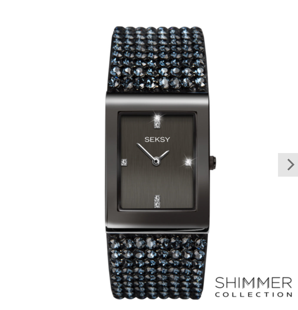 Seksy Shimmer Gun Metal Plated Bracelet Watch