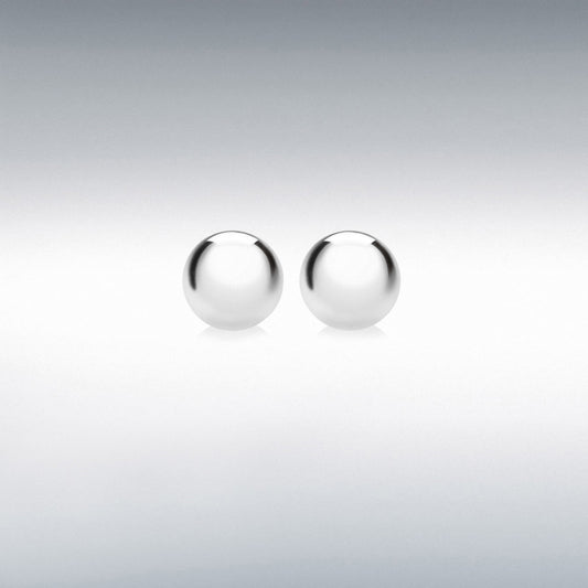 STERLING SILVER RHODIUM PLATED 8MM BALL STUD EARRINGS