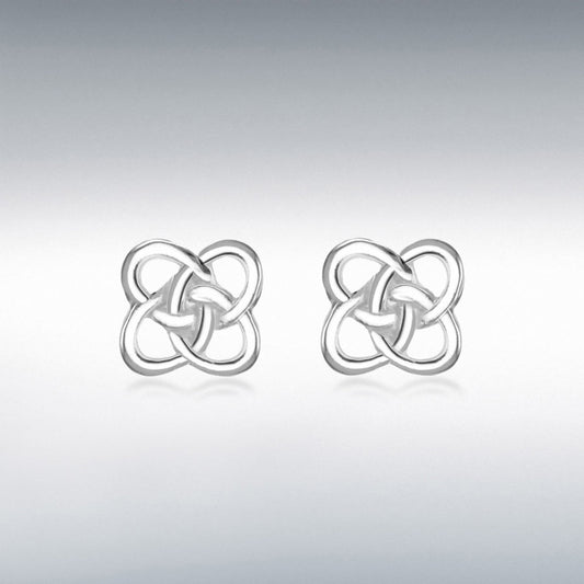 STERLING SILVER 8MM X 8MM FLAT CELTIC KNOT STUD EARRINGS