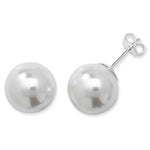 Silver 13mm syn pearl earrings