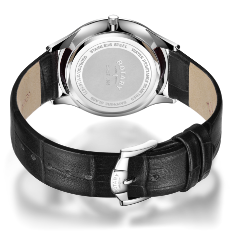 Rotary Ultra Slim White Stainless Steel Gents Watch
