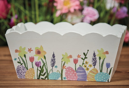 Pastel spring fluted wooden crate