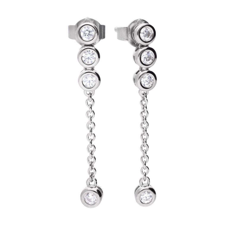 Rubover Long Drop Earrings With Diamonfire Cubic Zirconia
