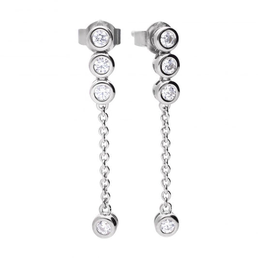 Rubover Long Drop Earrings With Diamonfire Cubic Zirconia