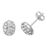 Silver white crystal oval earring