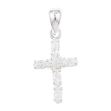 Silver cz cross pendant and chain