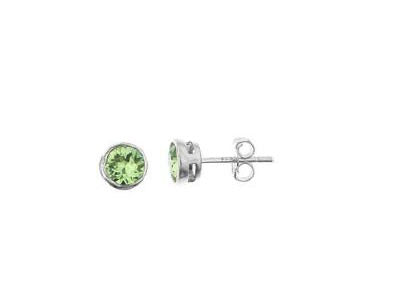Silver green cz earrings