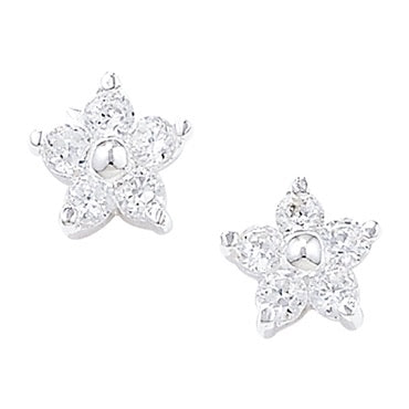 Silver cz flower style earrings