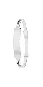 SILVER BABIES' ROUND DIA CUT ID EXPANDABLE BANGLE
