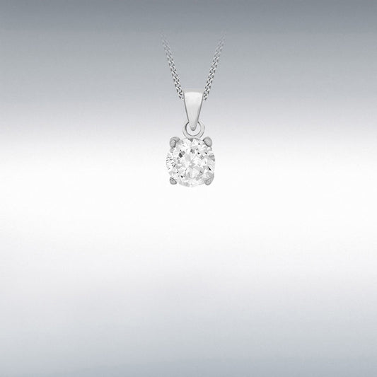 STERLING SILVER 7MM ROUND CZ 7MM X 14MM PENDANT