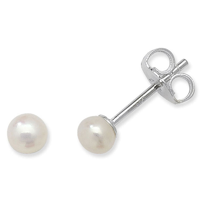 Silver 5mm Freshwater Pearl Stud Earrings