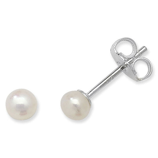 Silver 5mm Freshwater Pearl Stud Earrings