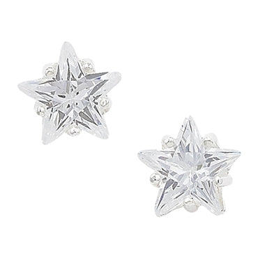 Silver star cz stud earrings