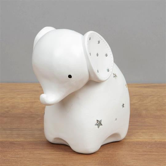 BABY WHITE RESIN MONEY BOX - BABY ELEPHANT