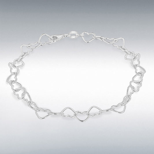 STERLING SILVER OPEN-HEART LINK BRACELET