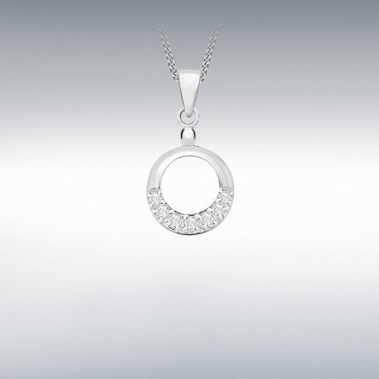 STERLING SILVER CZ 12MM X 24MM CIRCLE PENDANT