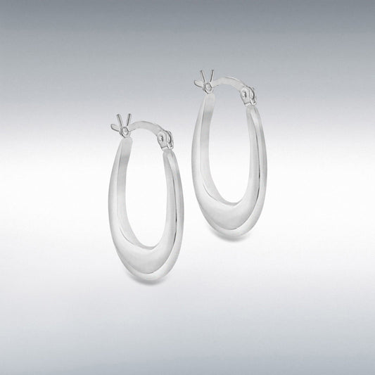 STERLING SILVER LADIES GRADUATED OVAL CREOLE EARRINGS
