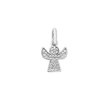 Silver cz mini angel pendant and chain