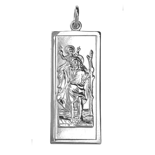 Silver St. Chris Pendant 19mm and chain gents