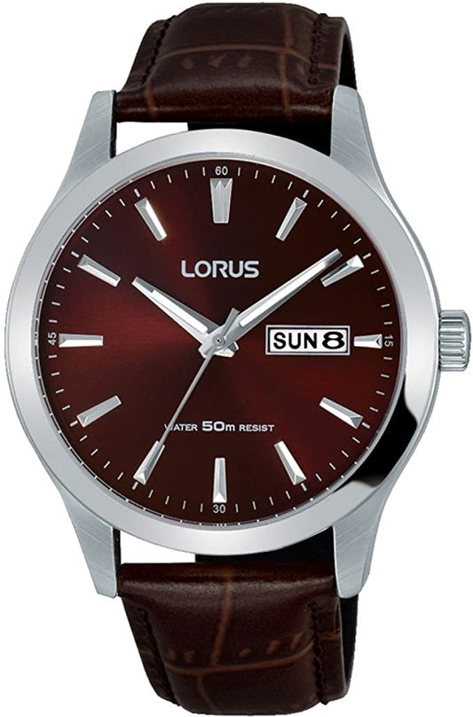 gents lorus leather watch