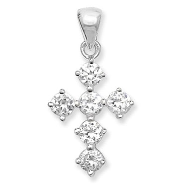 Silver cz cross pendant and chain
