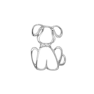 Silver cz dog pendant and chain