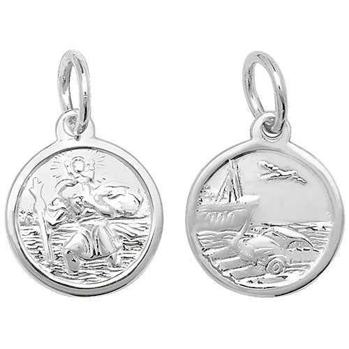SILVER ST CHRISTOPHER DBL SIDED RND PENDANT AND CHAIN