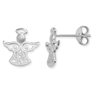 Silver polish & matt finish angel earring