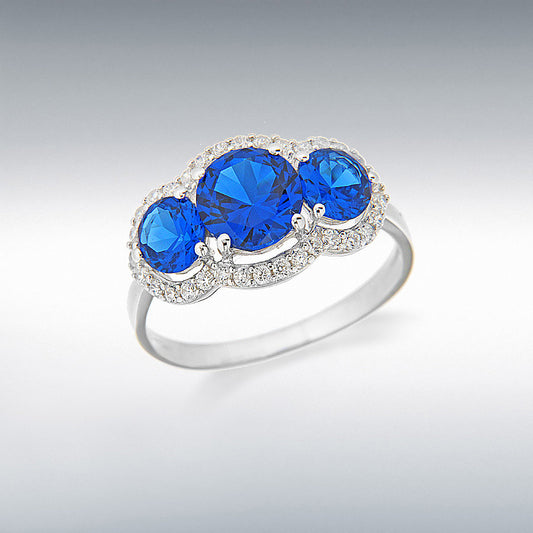 Silver cz & sapphaire ring